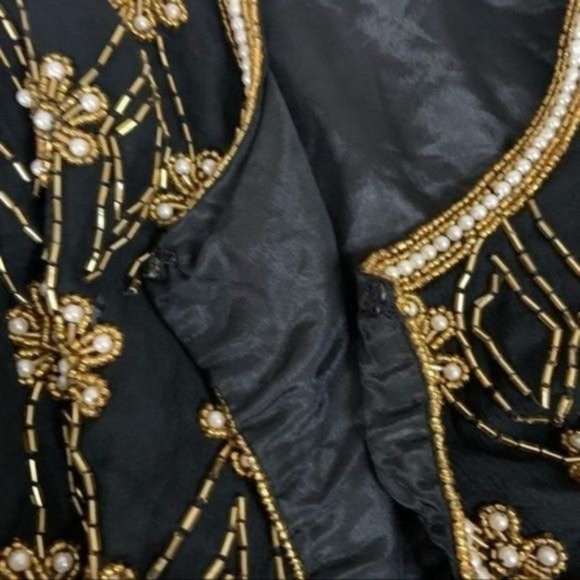 VINTAGE NIPON NIGHT BEADED FRINGE SILK JACKET 8 - Picture 15 of 16